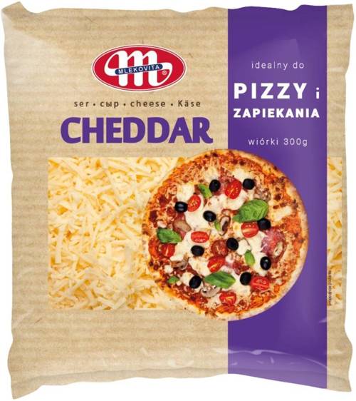 Cheddar wiórki ser tarty 300 g Mlekovita - do pizzy zapiekanki i dla Keto 