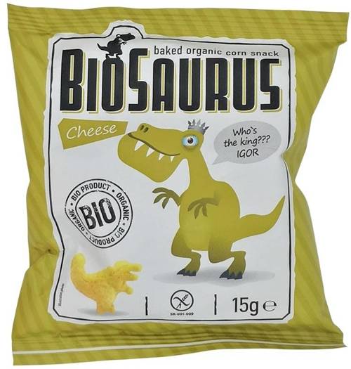 Chrupki kukurydziane Bezglutenowe BIO - serowe 15 g - BioSaurus 