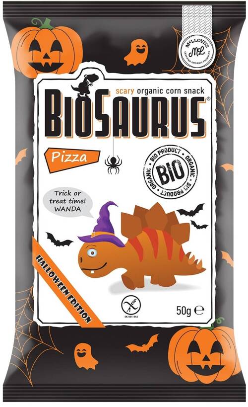 Chrupki kukurydziane Dinozaury Bezglutenowe Pizza 50 g BioSaurus Halloween