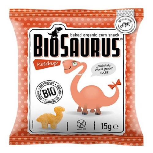 Chrupki kukurydziane bezglutenowe BIO - ketchupowe 15 g - BioSaurus