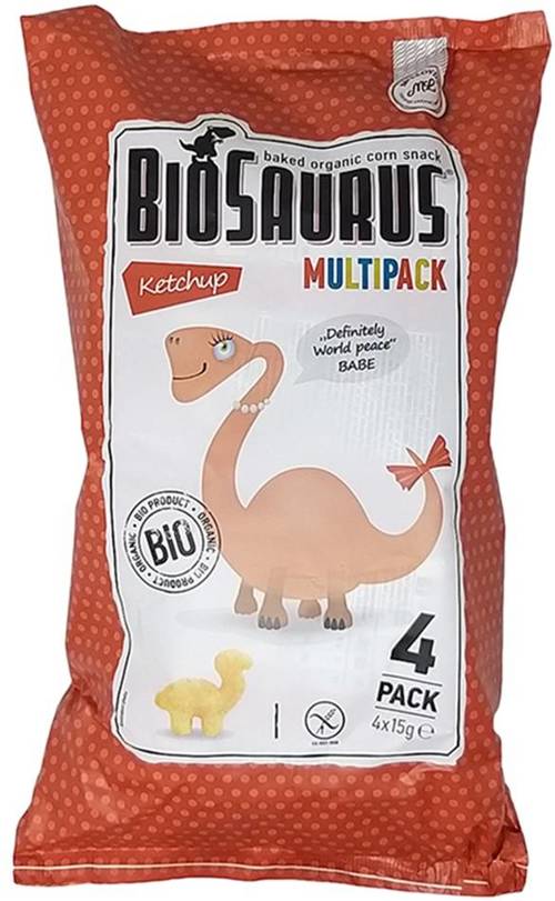 Chrupki kukurydziane bezglutenowe BIO - ketchupowe 4x15 g -  BioSaurus