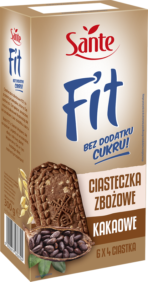 Ciasteczka zbożowe kakaowe Bez Cukru 300 g Fit Sante