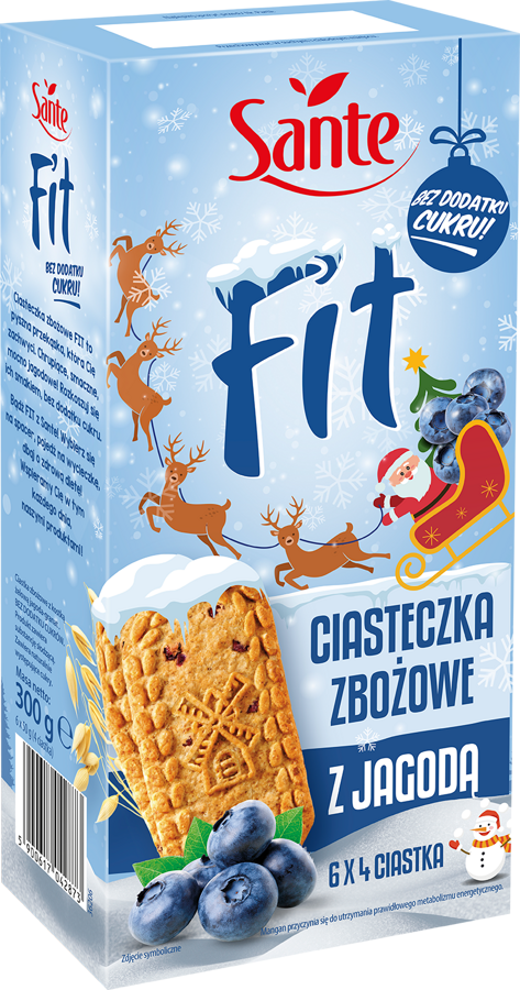 Ciasteczka zbożowe z jagodą Bez Cukru 300 g Fit Sante