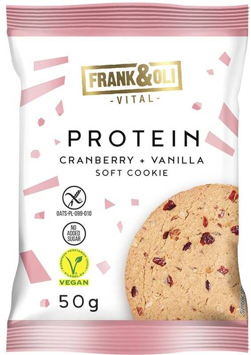 Ciasteczko miękkie Protein żurawina + wanilia 50 g Frank&Oli Cranberry + Vanilla