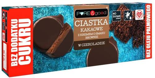 Ciastka kakaowe z kremem o smaku Brownie w czekoladzie 128 g Pure&Good