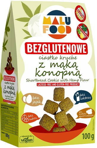 Ciastka kruche z mąką konopną bezglutenowe Bez Cukru 100 g Malu Food