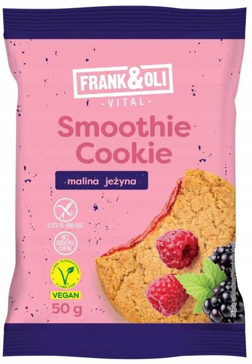 Ciastko owsiane z nadzieniem Malina Jeżyna 50 g Frank&Oli Smoothie Cookie