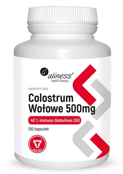 Colostrum Wołowe 40% 500 mg siara bydlęca 100 kaps. Aliness - suplement diety