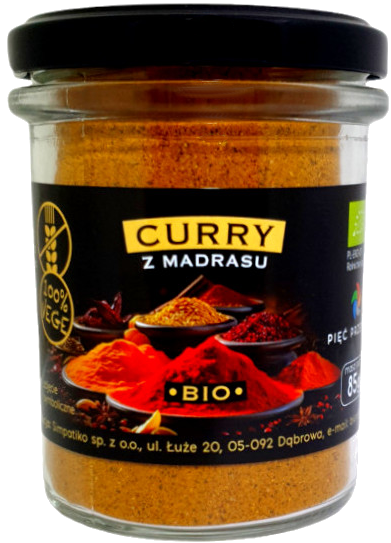Curry z Madrasu BIO Ekologiczne Bezglutenowe 85 g Pięć Przemian