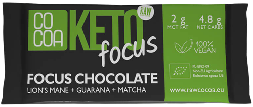 Czekolada Keto Focus koncentracja Bezglutenowa Vege Bio 40 g Cocoa
