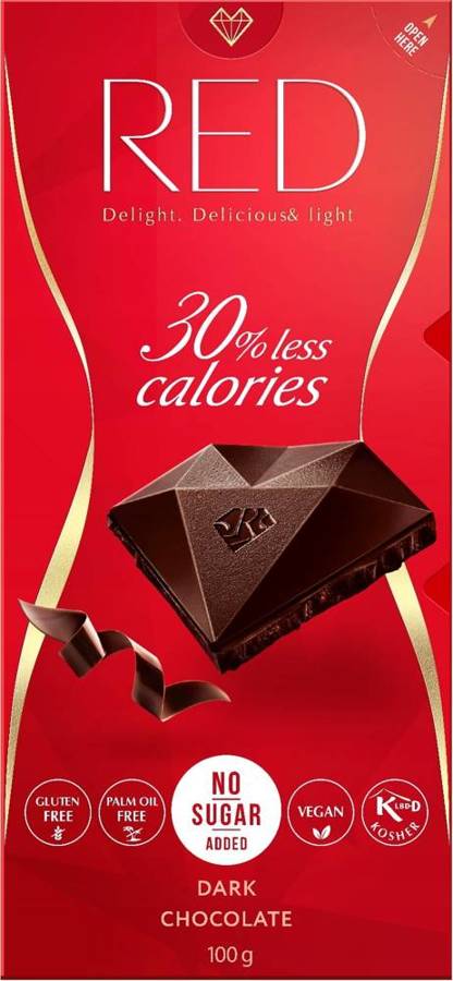 Czekolada ciemna 30% mniej kalorii Bez Cukru 100 g RED Chocolette