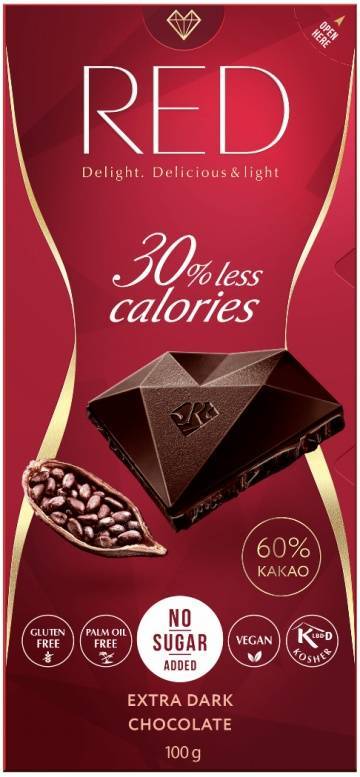 Czekolada extra gorzka 60% kakao Bez Cukru 100 g RED Chocolette