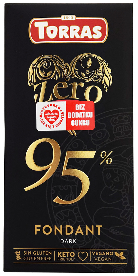 Czekolada gorzka 95% Bez Cukru Bezglutenowa 100 g Torras Zero