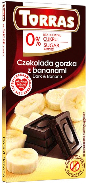 Czekolada gorzka z bananami bez cukru 75 g Torras