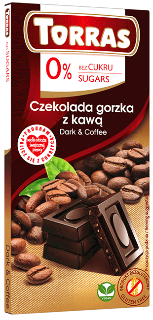 Czekolada gorzka z kawą Bez Cukru 75 g Torras