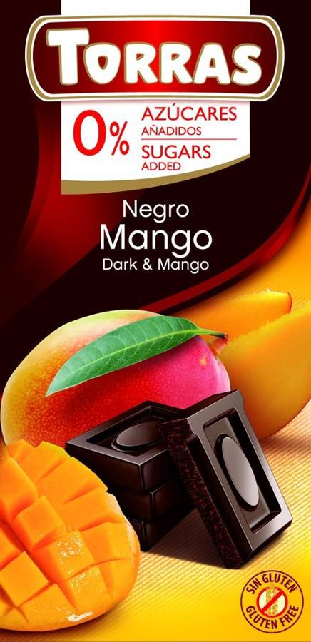 Czekolada gorzka z mango bez cukru i glutenu 75 g - Torras