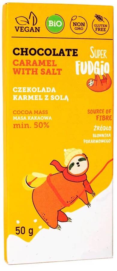 Czekolada wegańska karmel z solą Bezglutenowa BIO 50 g Super Fudgio - VEGE