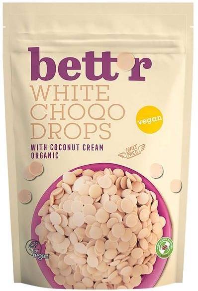 Dropsy czekoladowe białe Bezglutenowe Bio 200 g Bett'r White Choqo Drops