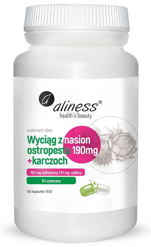 Ekstrakt z nasion ostropestu 190 mg + karczoch 100 kaps. Vege Aliness - suplement diety