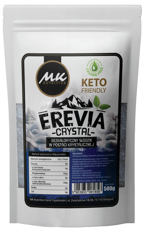 Erevia Crystal KETO słodzik kryształki 500 g MK Nutrition - Erytrytol + Stewia