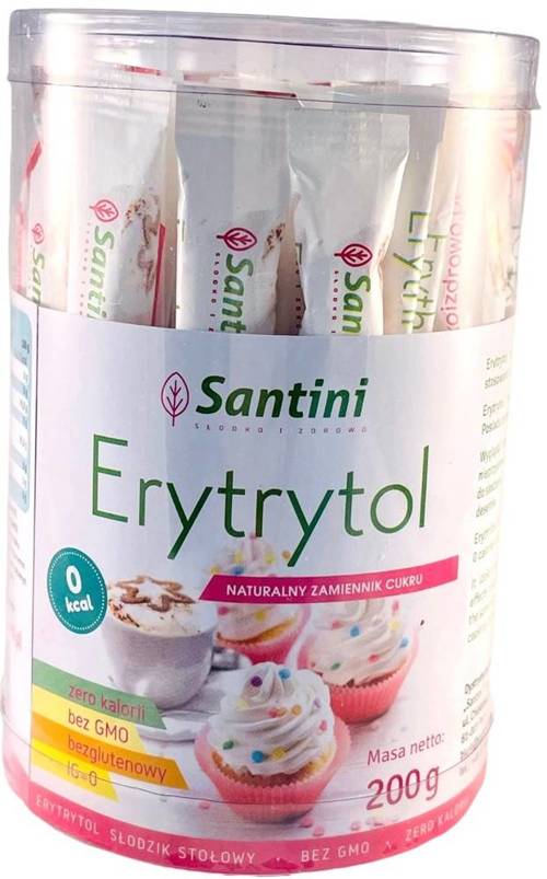 Erytrytol w saszetkach Tuba 200 g (40 x 5g) - zdrowy słodzik - Santini 