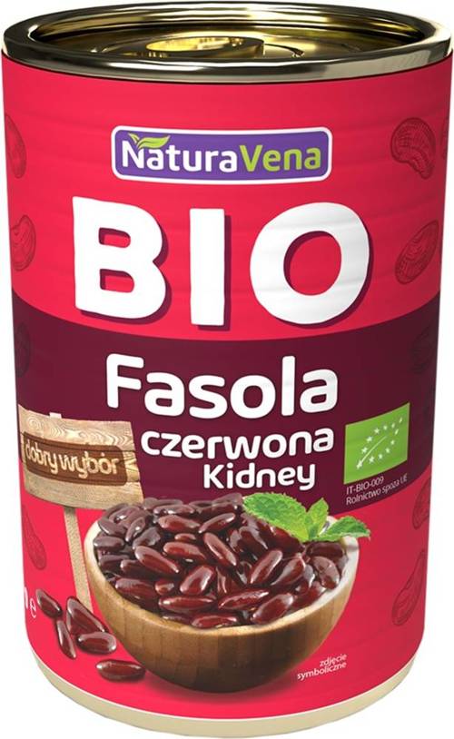 Fasola czerwona Kidney konserwowa Bio 400 g puszka NaturaVena