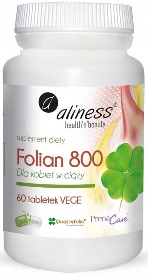 Folian 800 µg dla kobiet w ciąży 60 tabletek VEGE Aliness - suplement diety