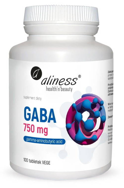 GABA 750 mg Gamma amino butyric acid 100 tabl. Vege Aliness - suplement diety