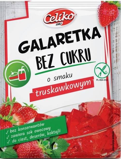 Galaretka bez cukru Truskawkowa Bezglutenowa 14 g Celiko