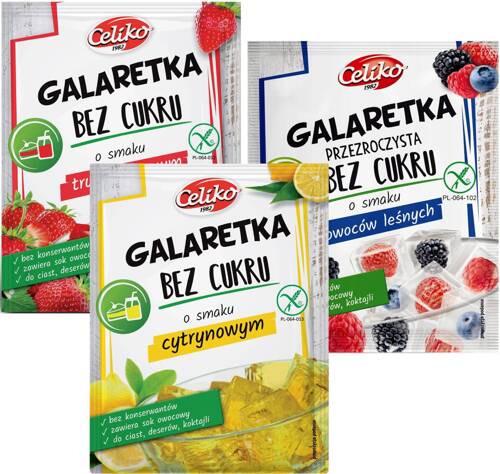 Galaretka bez cukru bezglutenowa Celiko Zestaw 3x 14 g