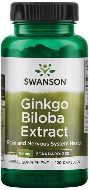 Ginkgo biloba Extract 60 mg Miłorząb japoński 120 kaps. Swanson - suplement diety 