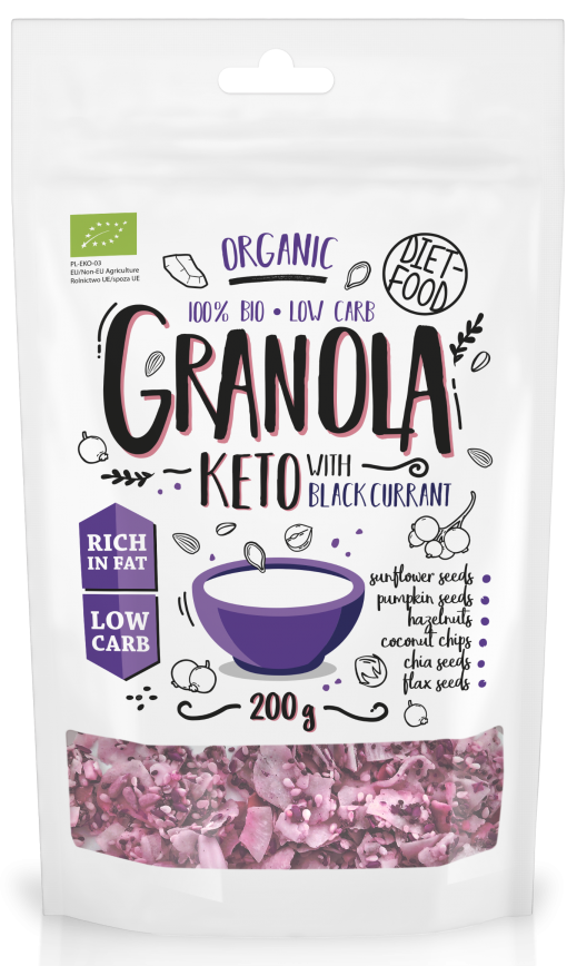 Granola keto z czarną porzeczką BIO 200 g - Diet Food