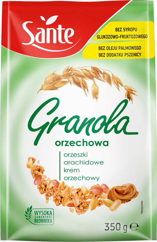 Granola orzechowa orzeszki arachidowe krem orzechowy 350 g Sante