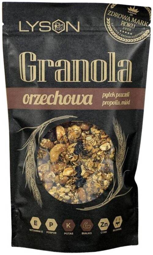 Granola orzechowa z miodem i pyłkiem pszczelim 300 g Pasieka Łysoń