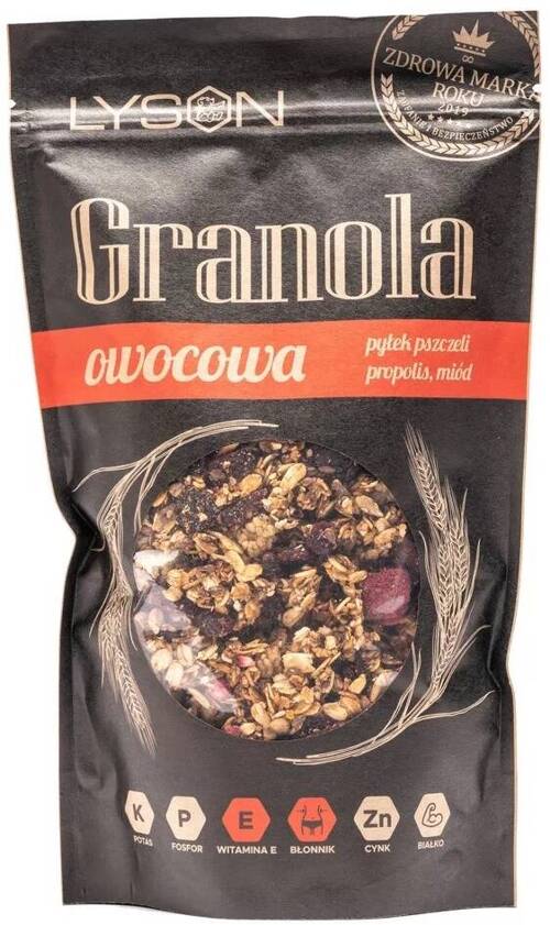 Granola owocowa z miodem i pyłkiem pszczelim 300 g Pasieka Łysoń