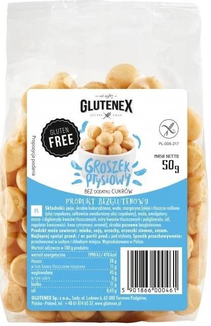 Groszek ptysiowy bez cukru Bezglutenowy 50 g Glutenex