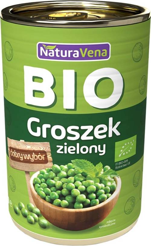 Groszek zielony konserwowy Bio 400 g puszka NaturaVena