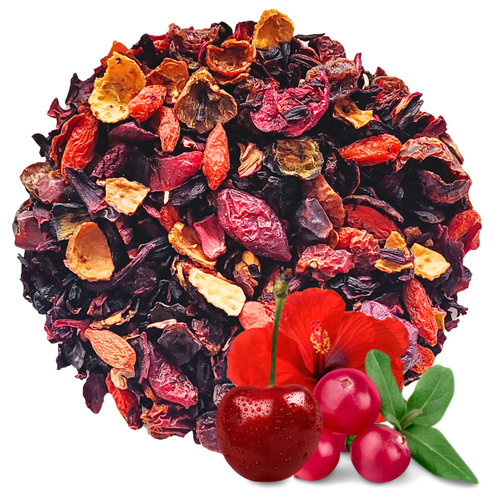 Herbata owocowa z hibiskusem Łyk Szczęścia 100 g - hibiskus róża żurawina rokitnik goji