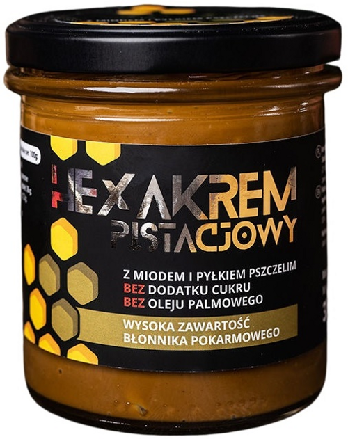 Hexakrem pistacjowy krem z miodem bez dodatku cukru 320 g Pasieka Łysoń