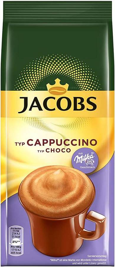 Jacobs Cappuccino Choco Milka 500 g - kawa rozpuszczalna czekoladowa