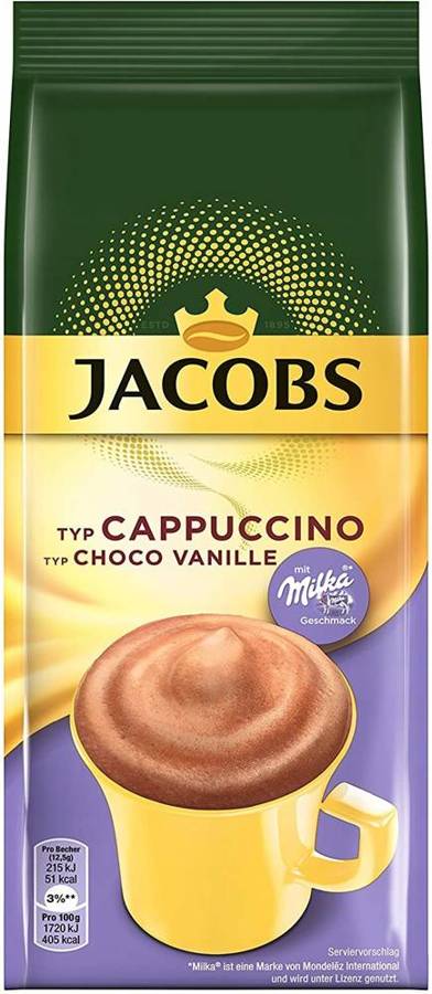 Jacobs Cappuccino Choco Vanille Milka 500 g - kawa rozpuszczalna czekoladowo-waniliowa