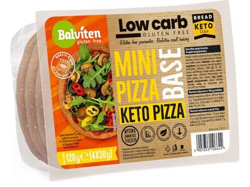 KETO Mini spody do pizzy 4x 30 g bezglutenowe (120 g) Balviten Pizza