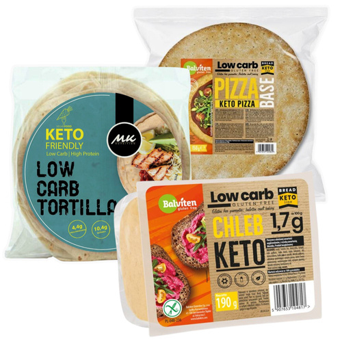 KETO Zestaw Chleb + Spód do pizzy Balviten + Tortilla Wrap MK Nutrition - pieczywo Low Carb