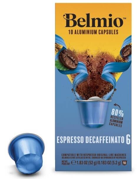 Kapsułki Belmio Espresso Decaffeinato 6 do Nespresso 10 sztuk kawa bezkofeinowa