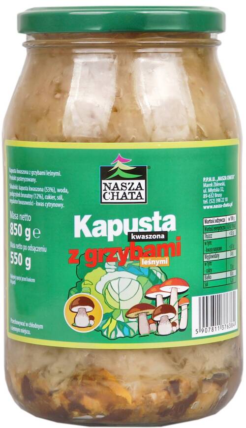 Kapusta kwaszona z grzybami leśnymi 850 g Nasza Chata