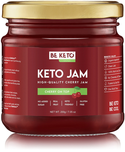 Keto Dżem Doskonale Wiśniowy bez cukru 200 g BeKeto Jam Cherry On Top