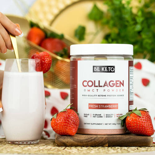 Keto Kolagen + MCT Świeża Truskawka 300 g BeKeto Collagen Fresh Strawberry - suplement diety