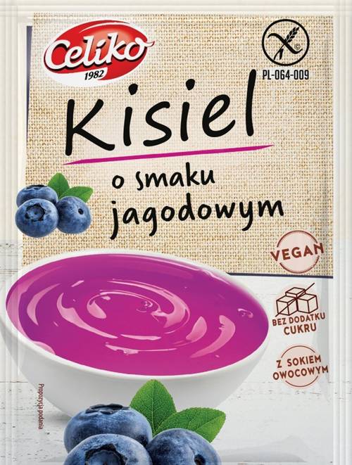 Kisiel Jagodowy Bez Cukru - Bezglutenowy - Wegański 40 g - Celiko
