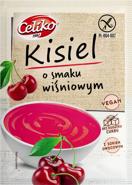 Kisiel Wiśniowy Bez Cukru - Bezglutenowy - wegański 40 g - Celiko