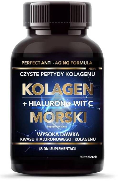 Kolagen Morski + Kwas Hialuronowy Witamina C 90 tabletek Intenson - suplement diety